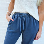blu pepper Bottoms - Pants Washed Drawstring Joggers In Navy