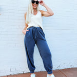 blu pepper Bottoms - Pants Washed Drawstring Joggers In Navy