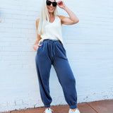 blu pepper Bottoms - Pants Washed Drawstring Joggers In Navy
