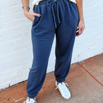 blu pepper Bottoms - Pants Washed Drawstring Joggers In Navy