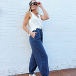 blu pepper Bottoms - Pants Washed Drawstring Joggers In Navy