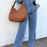 blu pepper Bottoms - Pants Washed Elastic Waist Wide Leg Pants In Chambray