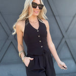 High Waist Pleated Shorts In Black - Infinity Raine