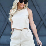 Pleated Linen Shorts In Khaki - Infinity Raine