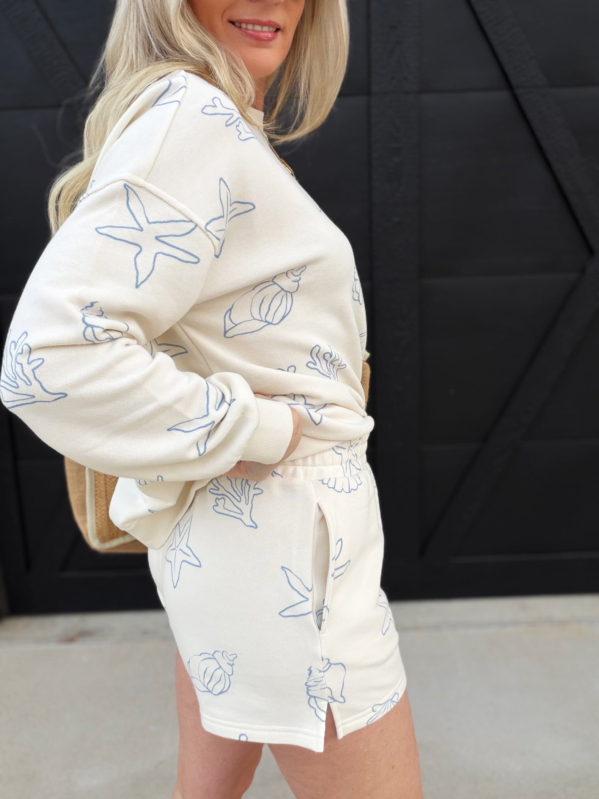 blu pepper Bottoms - Shorts Sea Motif Knit Shorts In Ivory