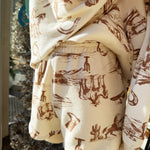 blu pepper Bottoms - Shorts Western Print Sweat Shorts In Cream