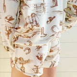 blu pepper Bottoms - Shorts Western Print Sweat Shorts In Cream