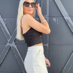 High Waisted Wrap Mini Skirt In Cream - Infinity Raine