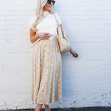 blu pepper Bottoms - Skirts Polka Dot Button Down Midi Skirt In Khaki