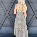 Abstract Empire Midi Dress In Olive - Infinity Raine