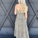 Abstract Empire Midi Dress In Olive - Infinity Raine