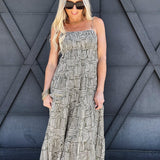 Abstract Empire Midi Dress In Olive - Infinity Raine
