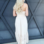 Eyelet Scallop Hem Midi Dress In Natural - Infinity Raine