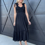 blu pepper Dresses Lurex Tie Strap Midi Dress In Black