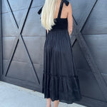 blu pepper Dresses Lurex Tie Strap Midi Dress In Black