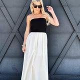 Mixed Media Strapless Maxi Dress In Black - Infinity Raine