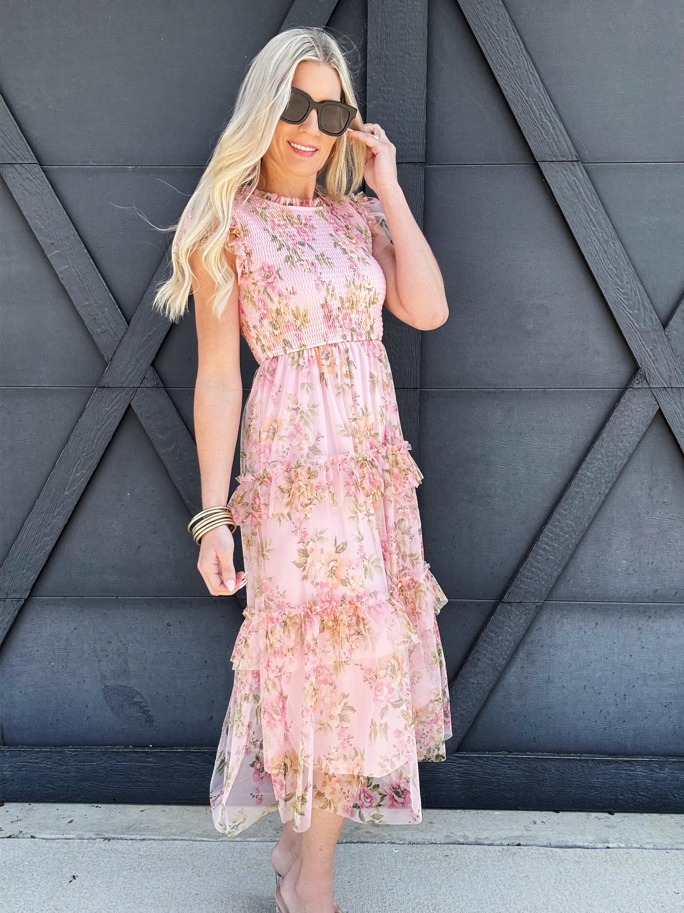 Spring Midi Dress In Pink - Infinity Raine