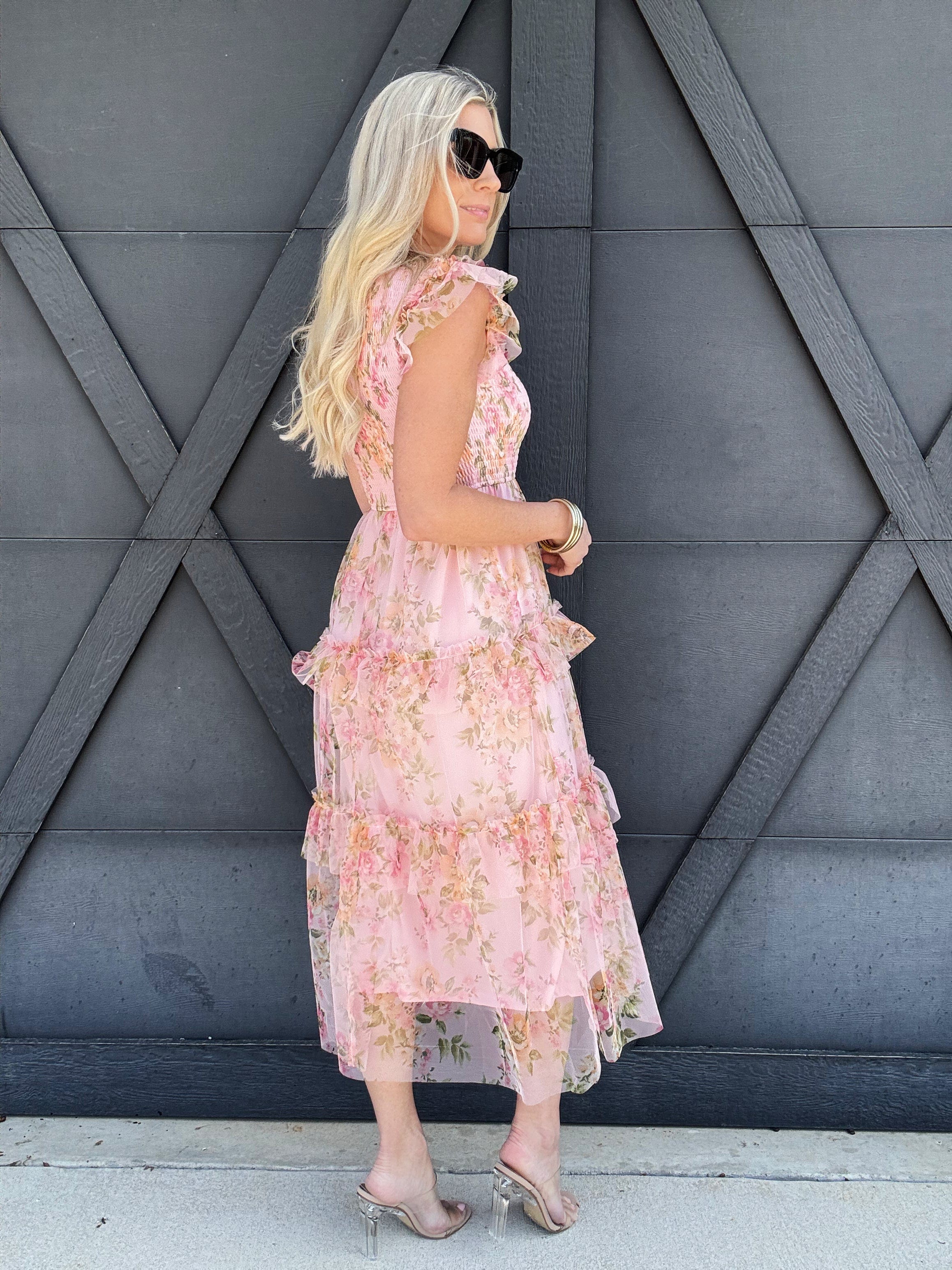 Spring Midi Dress In Pink - Infinity Raine
