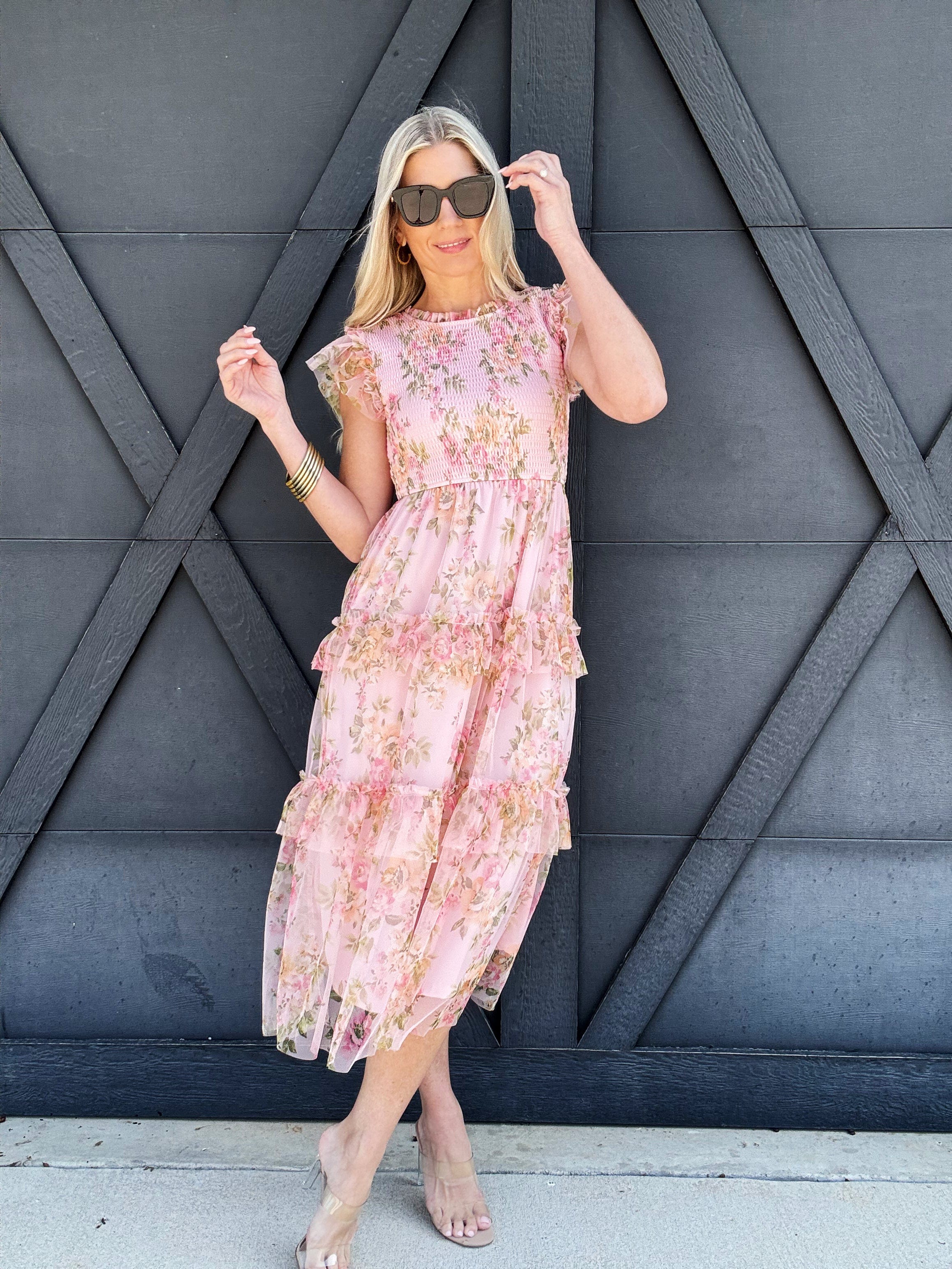 Spring Midi Dress In Pink - Infinity Raine