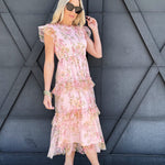 Spring Midi Dress In Pink - Infinity Raine
