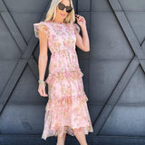 Spring Midi Dress In Pink - Infinity Raine