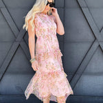 Spring Midi Dress In Pink - Infinity Raine