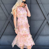 Spring Midi Dress In Pink - Infinity Raine