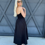 blu pepper DRESSES Strapless Front Twist Midi Dress In Black