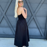 blu pepper DRESSES Strapless Front Twist Midi Dress In Black