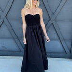 blu pepper DRESSES Strapless Front Twist Midi Dress In Black