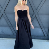 blu pepper DRESSES Strapless Front Twist Midi Dress In Black