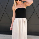 blu pepper Dresses Two Toned Midi Dress In Black