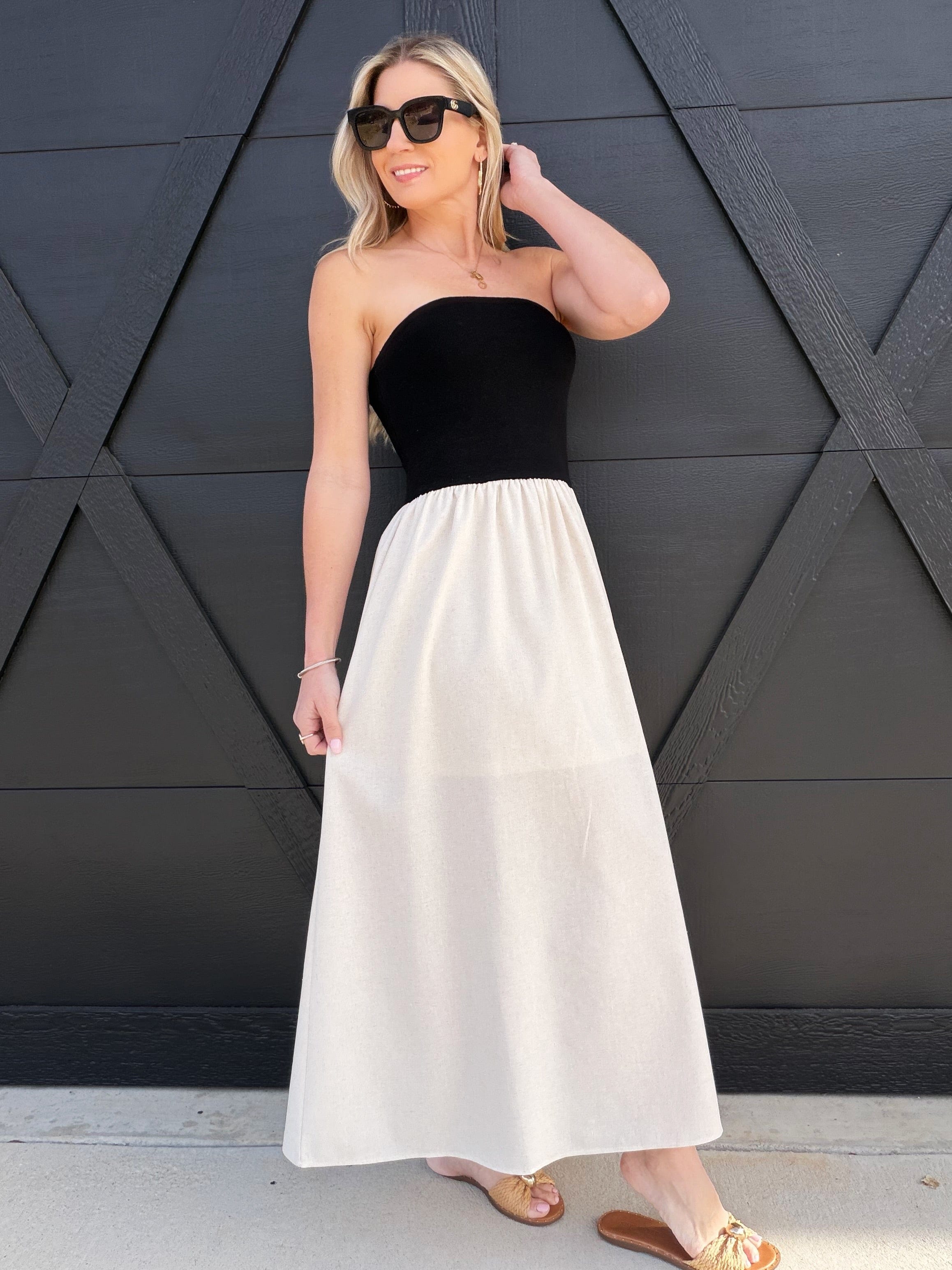 blu pepper Dresses Two Toned Midi Dress In Black