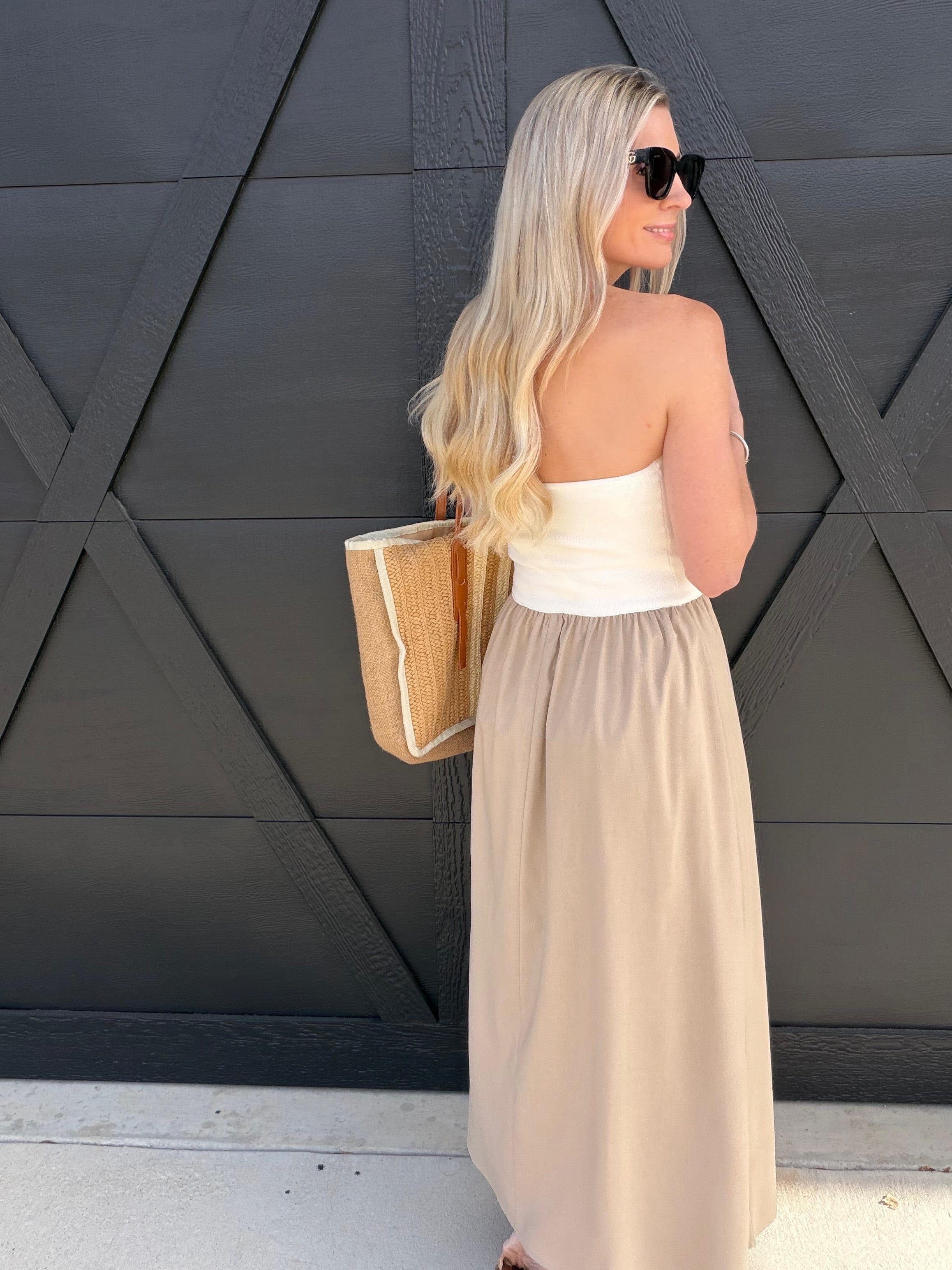 blu pepper Dresses Two Toned Midi Dress In Tan