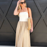 blu pepper Dresses Two Toned Midi Dress In Tan