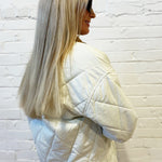blu pepper Outerwear - Jackets & Coats Corduroy Collar Quilted Zip-up Jacket in Ivory