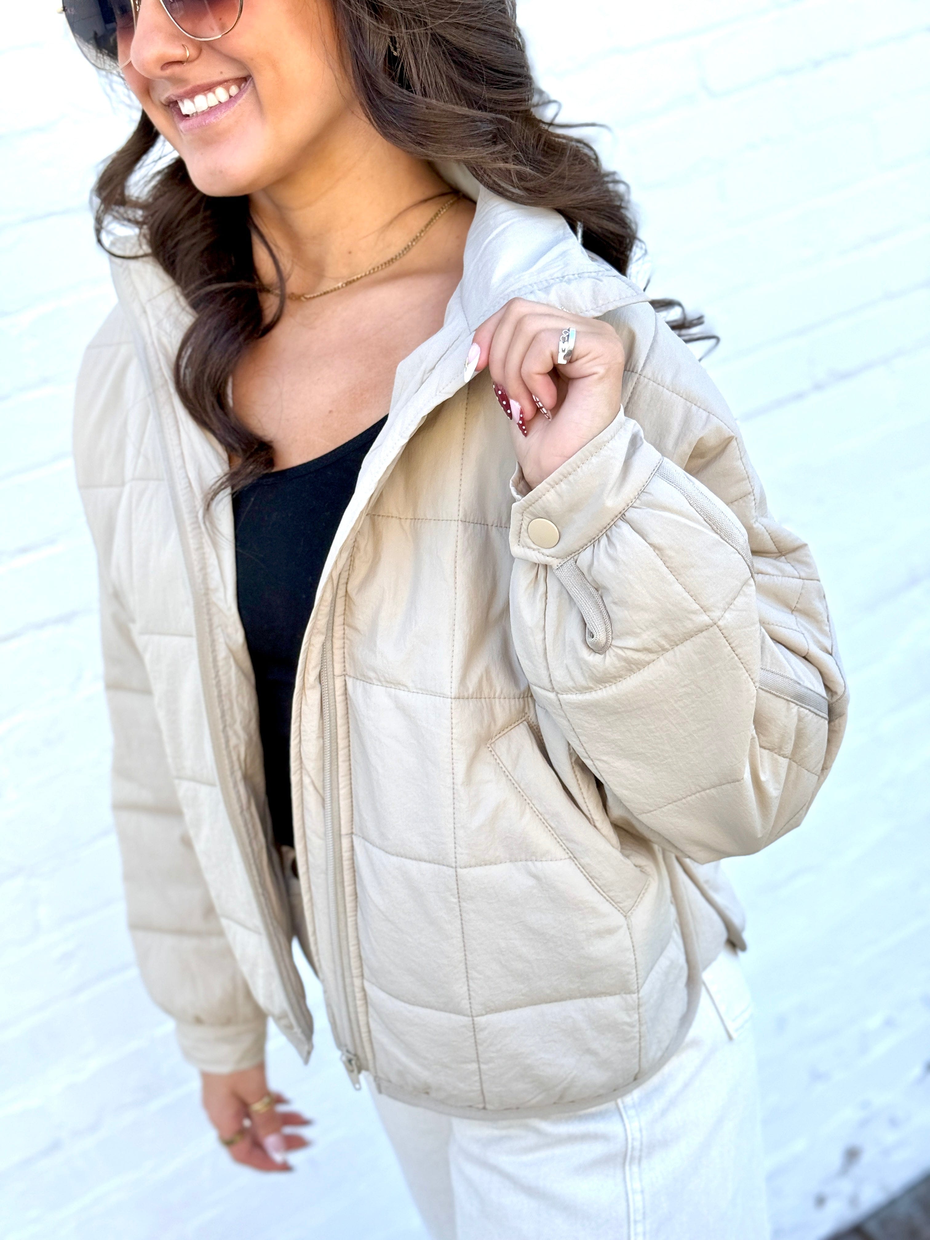 blu pepper Outerwear - Jackets & Coats Quilted Puffer Jacket In Khaki