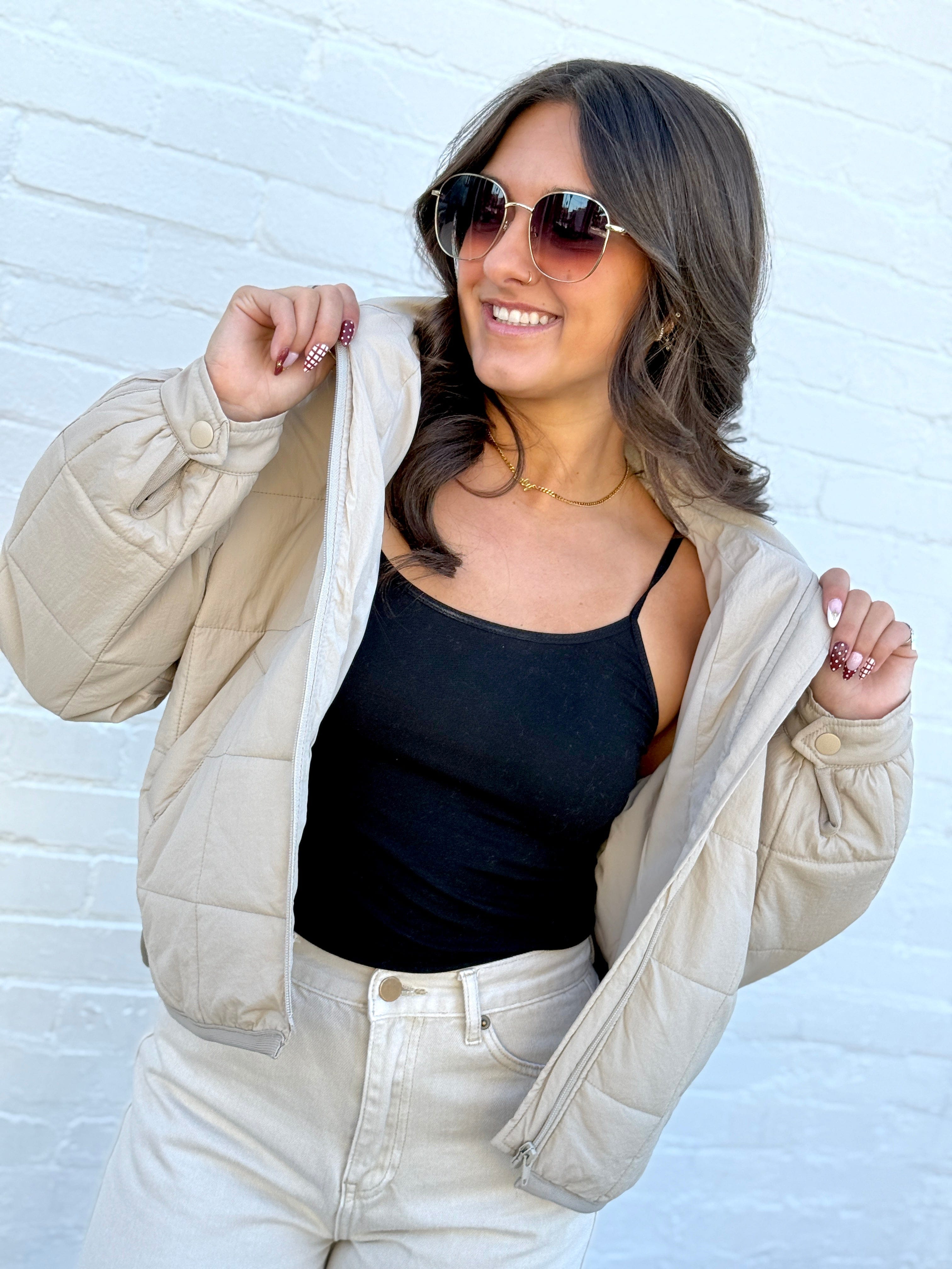 blu pepper Outerwear - Jackets & Coats Quilted Puffer Jacket In Khaki