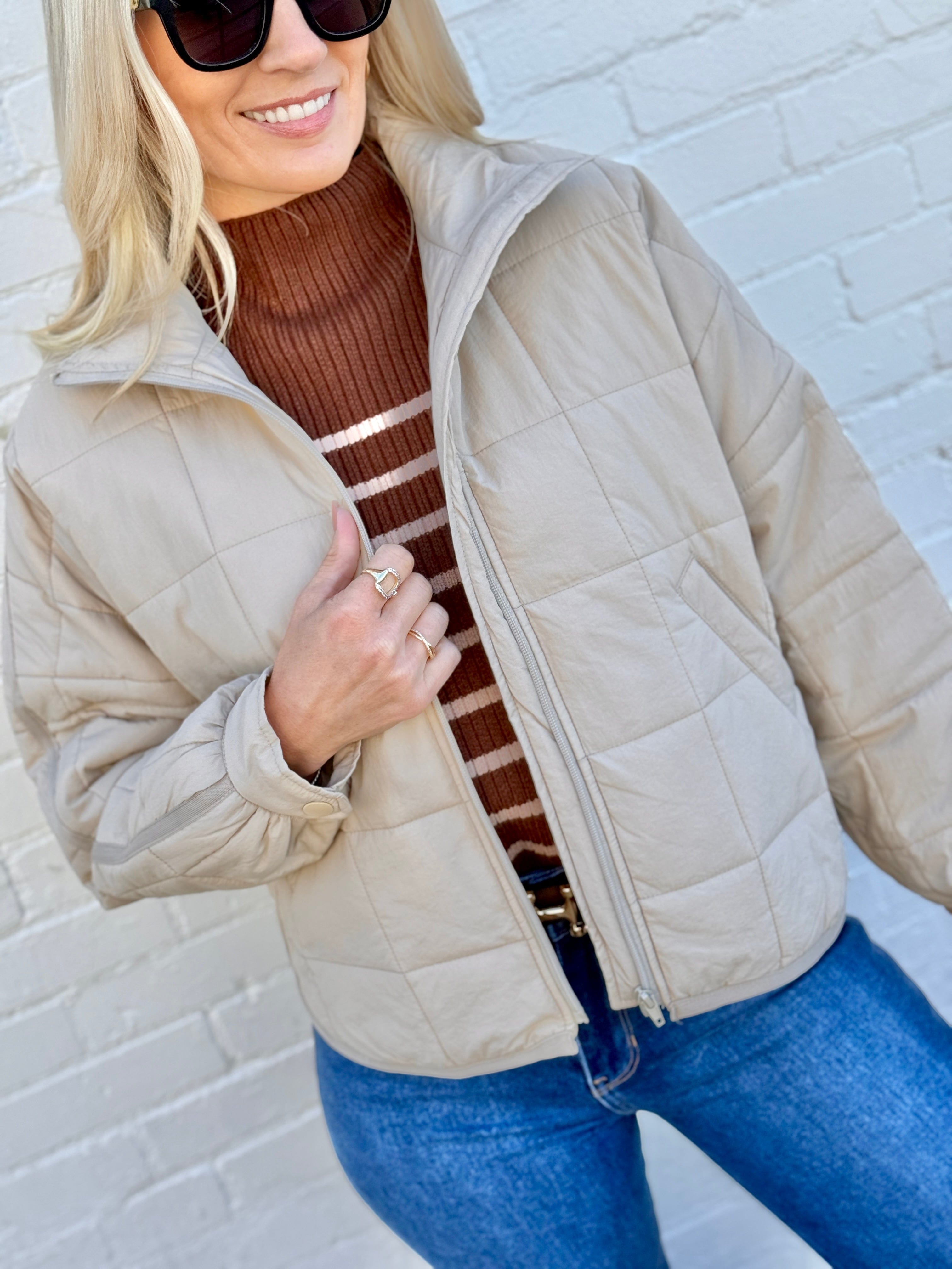 blu pepper Outerwear - Jackets & Coats Quilted Puffer Jacket In Khaki