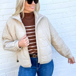 blu pepper Outerwear - Jackets & Coats Quilted Puffer Jacket In Khaki