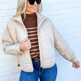 blu pepper Outerwear - Jackets & Coats Quilted Puffer Jacket In Khaki