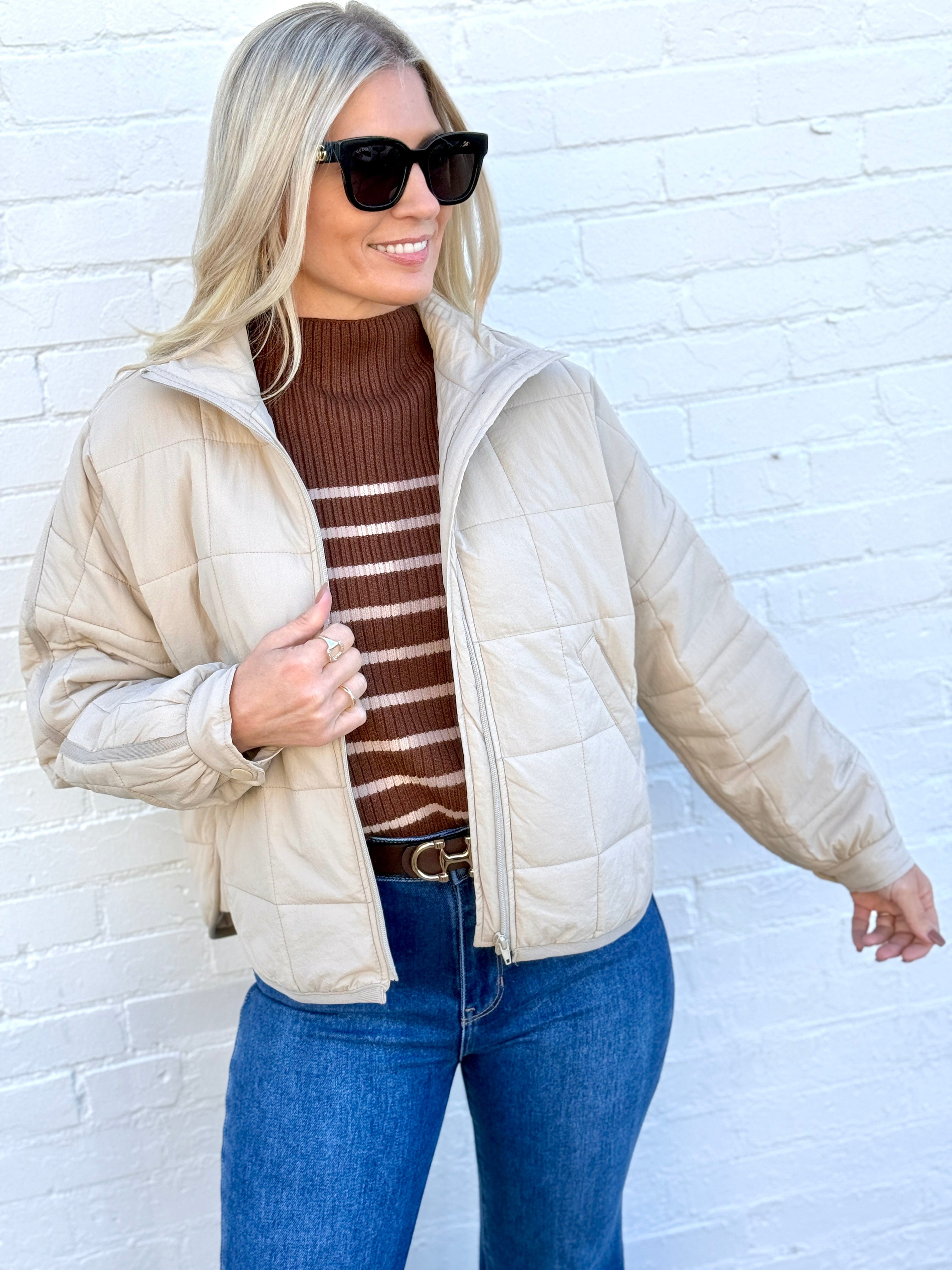 blu pepper Outerwear - Jackets & Coats Quilted Puffer Jacket In Khaki