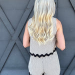 Stripe Wave Hem Short Set In Khaki - Infinity Raine