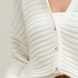 Collared Button Down Knit Sweater-Ivory - Infinity Raine