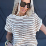 Stripe Crochet Knit Top In Khaki - Infinity Raine