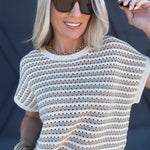 Stripe Crochet Knit Top In Khaki - Infinity Raine