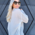 Stripe Oversized Button Down In White - Infinity Raine