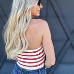 Stripe Sweater Knit Tube Top In Red - Infinity Raine