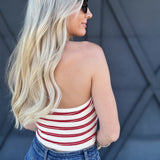 Stripe Sweater Knit Tube Top In Red - Infinity Raine