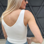 Seamless V-Neck Bodysuit In White - Infinity Raine
